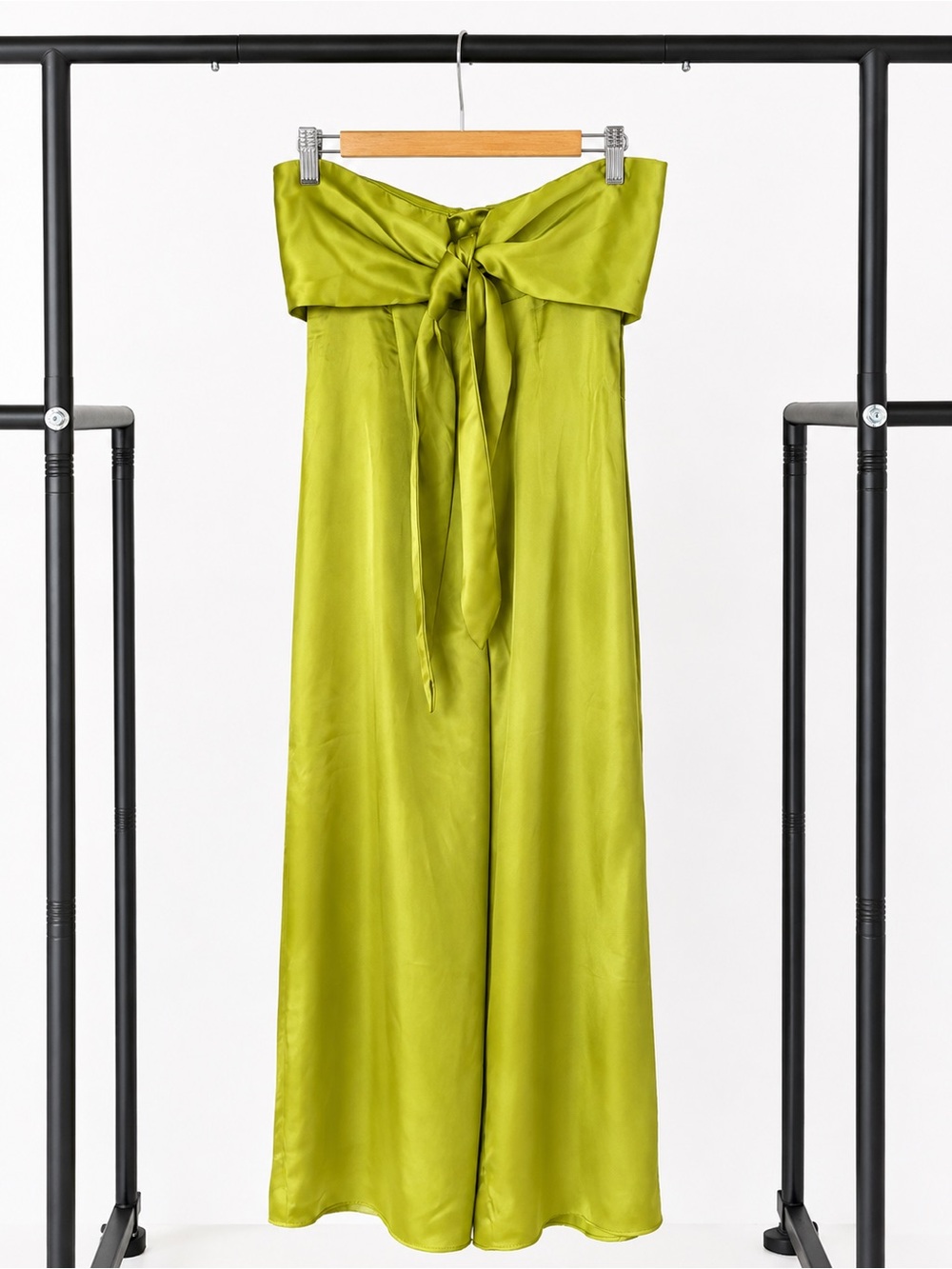 Zara Lime Green Strapless Tie-Waist Wide-Leg Jumpsuit